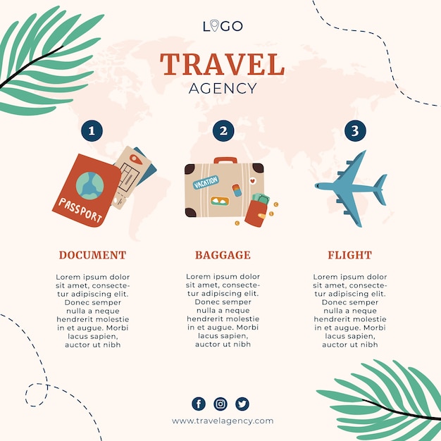 Free Vector flat infographic template for travel agency