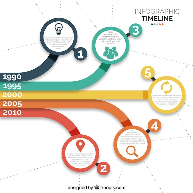 Flat infographic with colorful cirlces