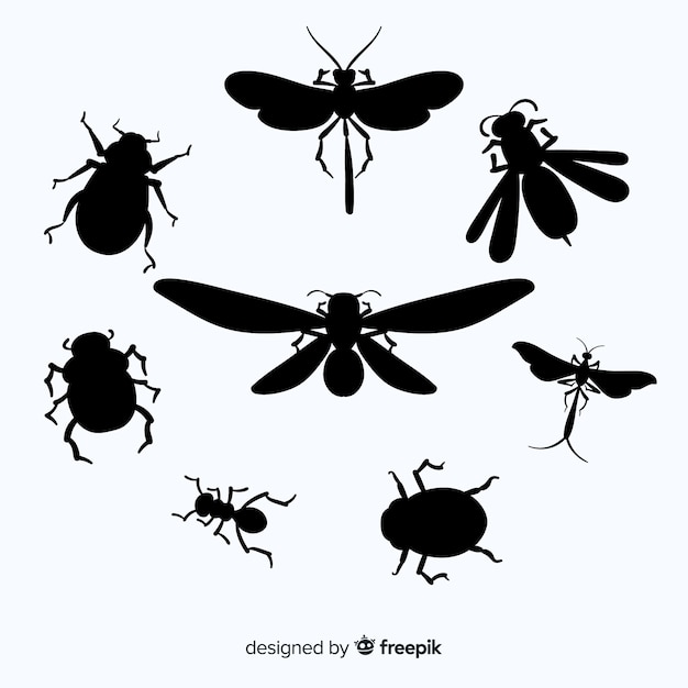 Free Vector flat insect silhouette collection