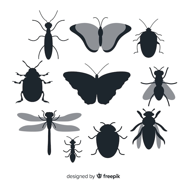 Free Vector flat insect silhouette collection