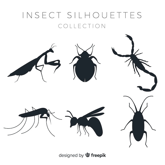 Free Vector flat insect silhouettes collection