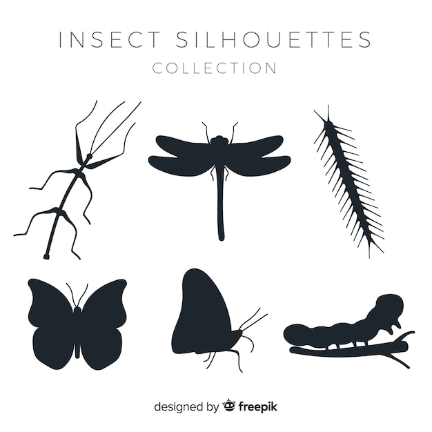 Free Vector flat insect silhouettes collection