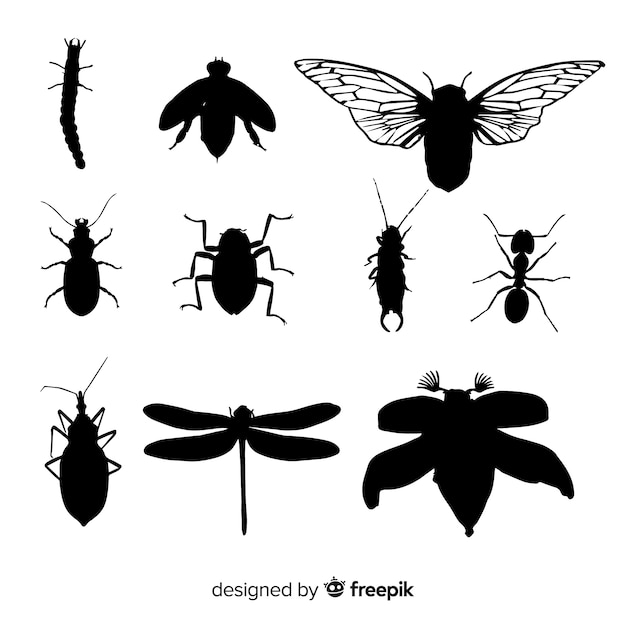 Free Vector flat insect silhouettes collection