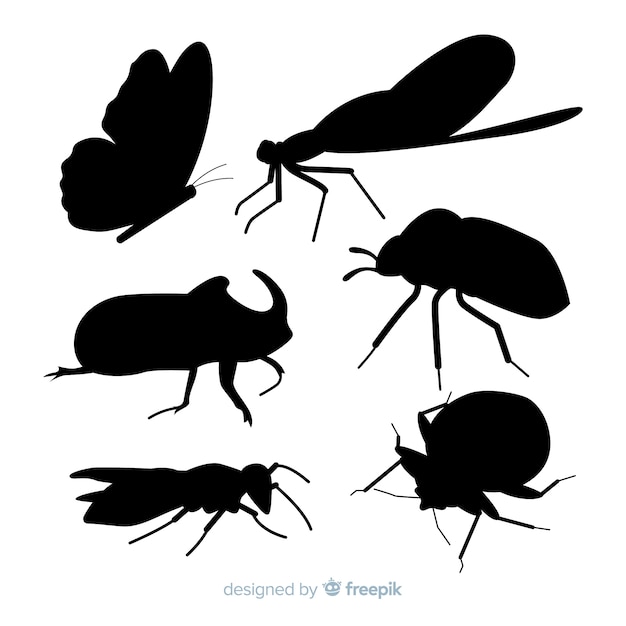 Free Vector flat insect silhouettes collection