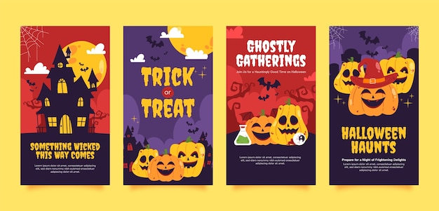 Free Vector flat instagram stories collection for halloween celebration