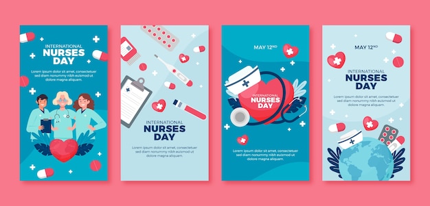 Free Vector flat instagram stories collection for international nurses day celebration