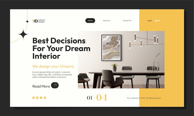 Flat interior design company landing page template