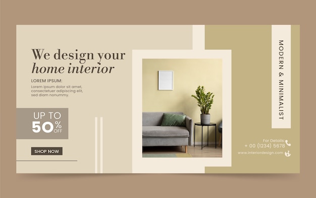 Free Vector flat interior design company social media promo template