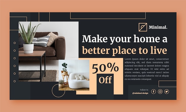 Free Vector flat interior design company social media promo template