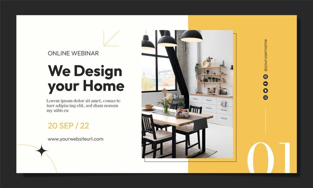 Flat interior design company webinar template