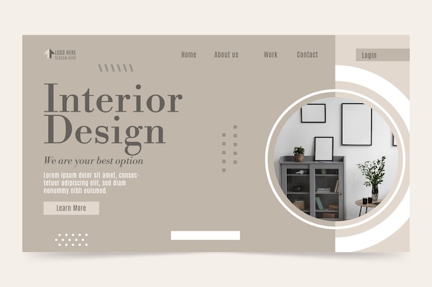 Free Vector flat interior design and home decor landing page template