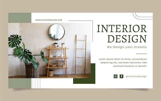 Free Vector flat interior design and home decor social media promo template