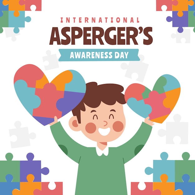 Flat international asperger day illustration