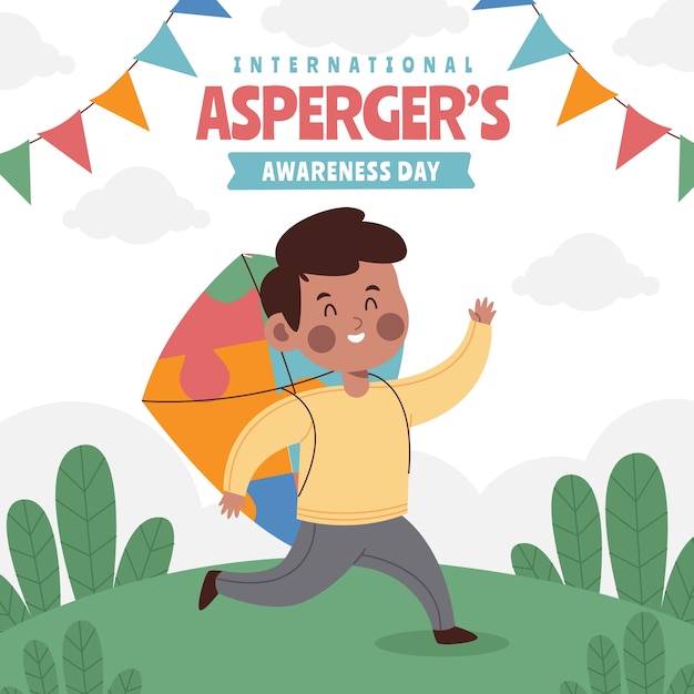 Flat international asperger day illustration