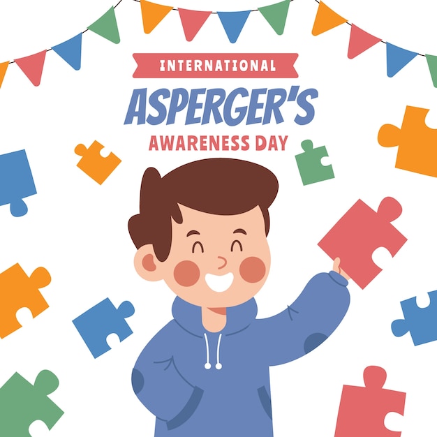 Flat international asperger day illustration