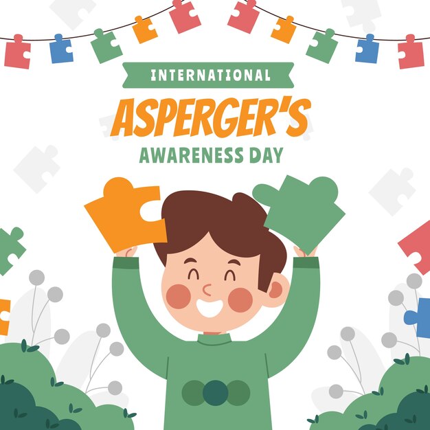 Flat international asperger day illustration