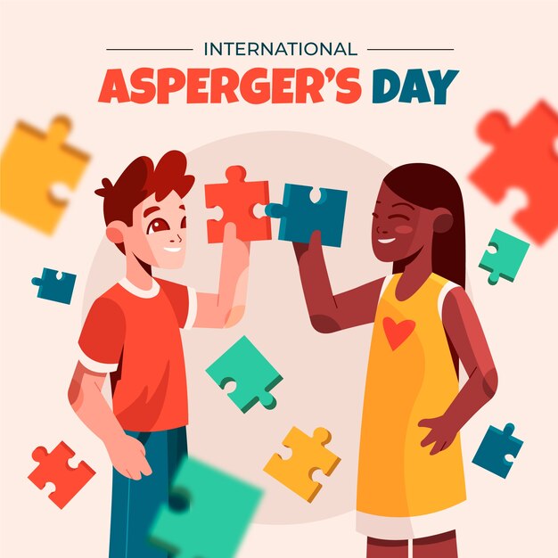 Flat international asperger day illustration