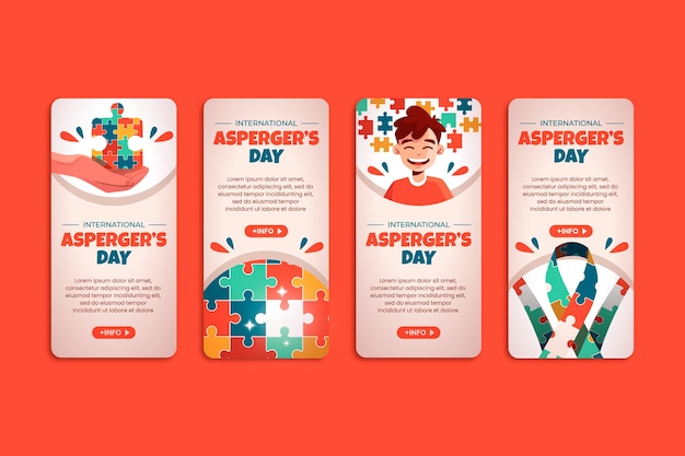 Free vector flat international asperger day instagram stories collection