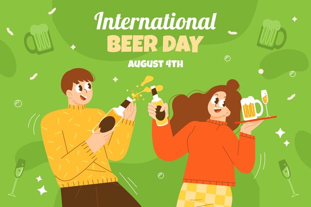 Flat international beer day background