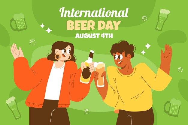 Flat international beer day background