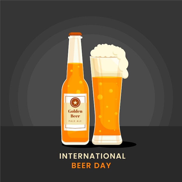 Free vector flat international beer day illustration