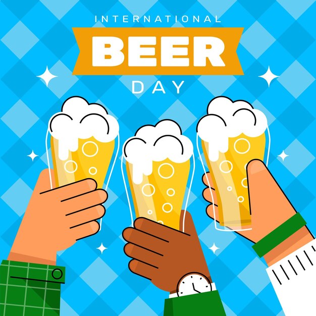 Flat international beer day illustration