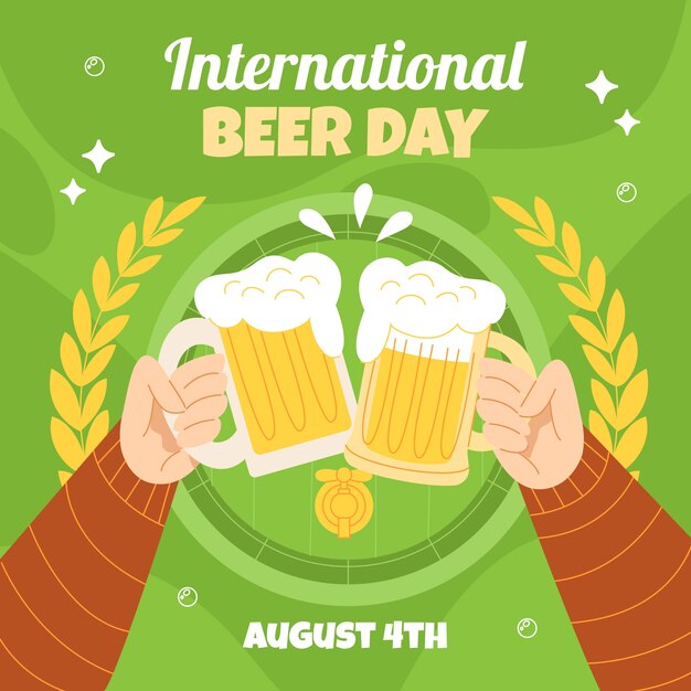 Flat international beer day illustration