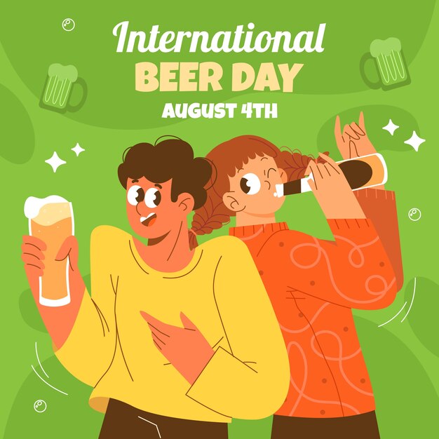 Flat international beer day illustration