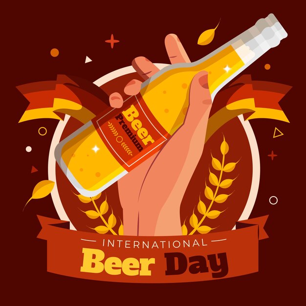 Flat international beer day illustration