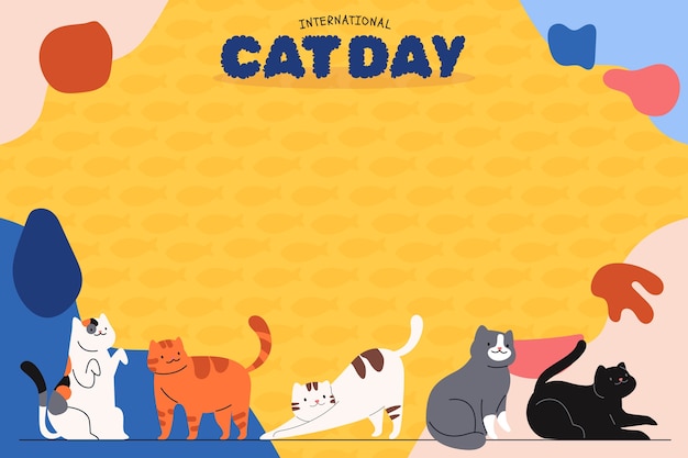 Flat international cat day background