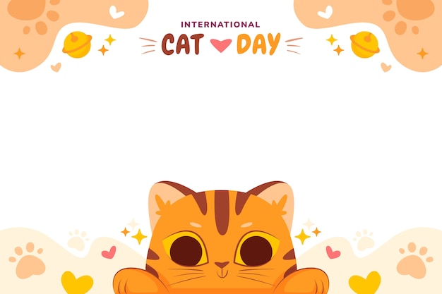 Flat international cat day background