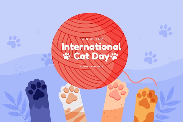 Free Vector flat international cat day background