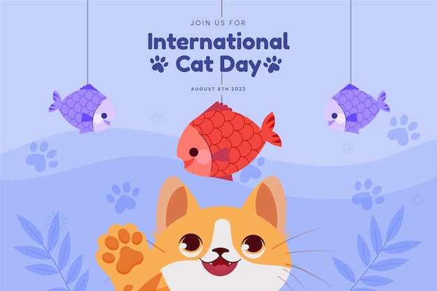 Free Vector flat international cat day background