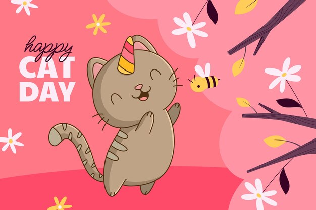 Flat international cat day background