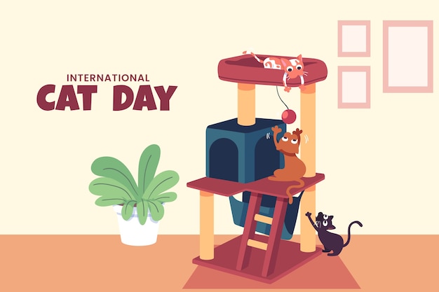 Free vector flat international cat day background