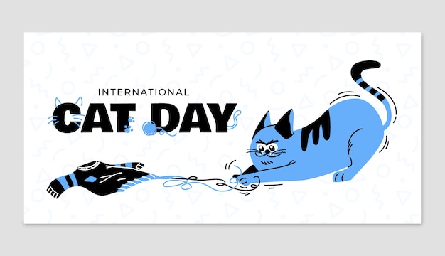 Free vector flat international cat day horizontal banner template