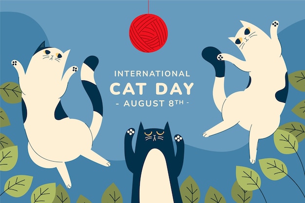 Free Vector flat international cat day illustration with cats