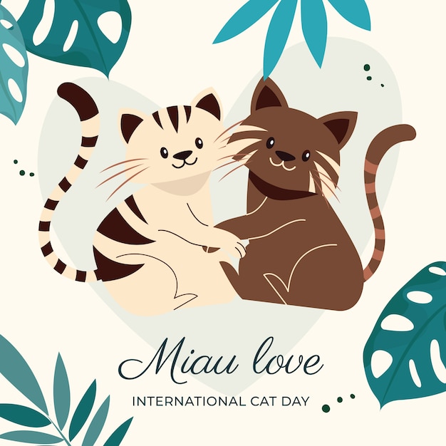 Free vector flat international cat day illustration