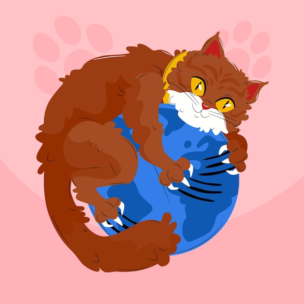 Free Vector flat international cat day illustration