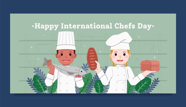 Free Vector flat international chefs day horizontal banner template