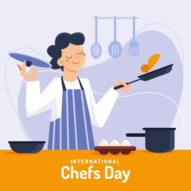 Flat international chefs day illustration