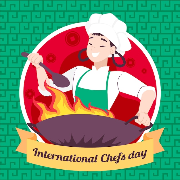 Free Vector flat international chefs day illustration