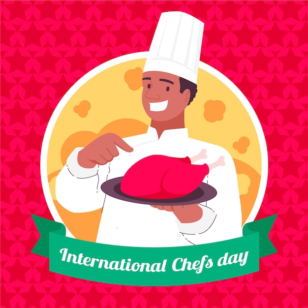 Free Vector flat international chefs day illustration