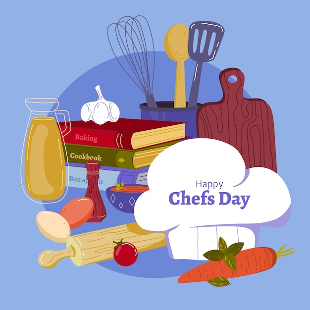 Free Vector flat international chefs day illustration