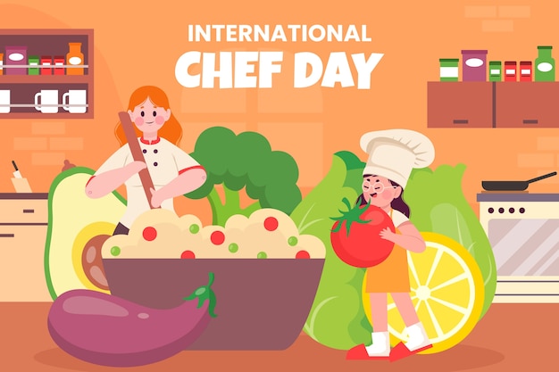 Free Vector flat international chefs day illustration