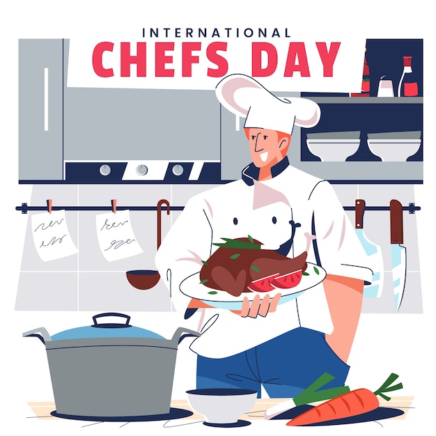 Free Vector flat international chefs day illustration