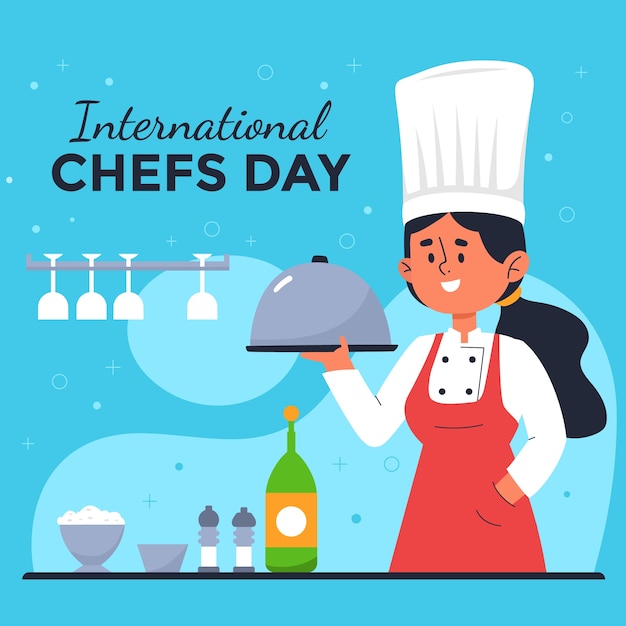 Flat international chefs day illustration