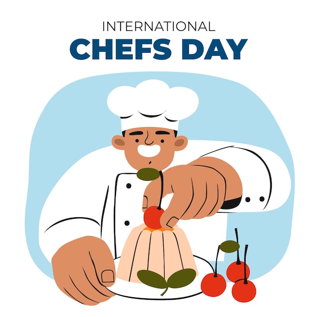 Flat international chefs day illustration