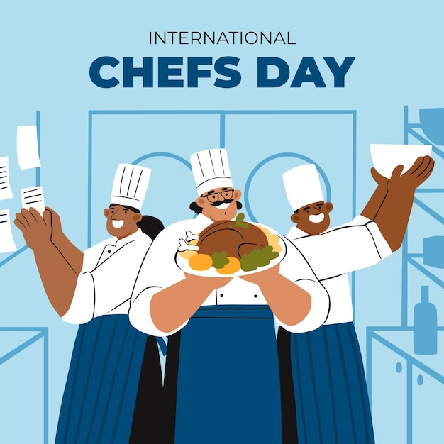 Free Vector flat international chefs day illustration