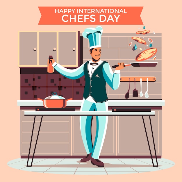 Free Vector flat international chefs day illustration